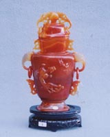 高級メノー石彫刻 花瓶No11