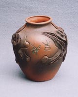 クラッシック風陶器花瓶　丸つぼ　24cm