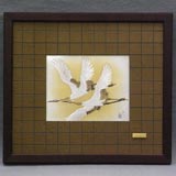 普通版彫金画 『2羽鶴』 格子マット額